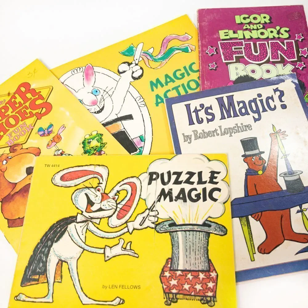 Puzzles, Games, & Magic: Bundle of 5 Vintage Kids’ Books